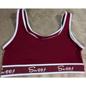 Size‎ M Lingerie Sweet Bra Bralette NWoT Maroon White Crop Top Lightweight Sleep